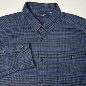 Roundtree and Yorke Flannel Shirt Men's XXL Blue Plaid Fleece Blanket Heavyweigh